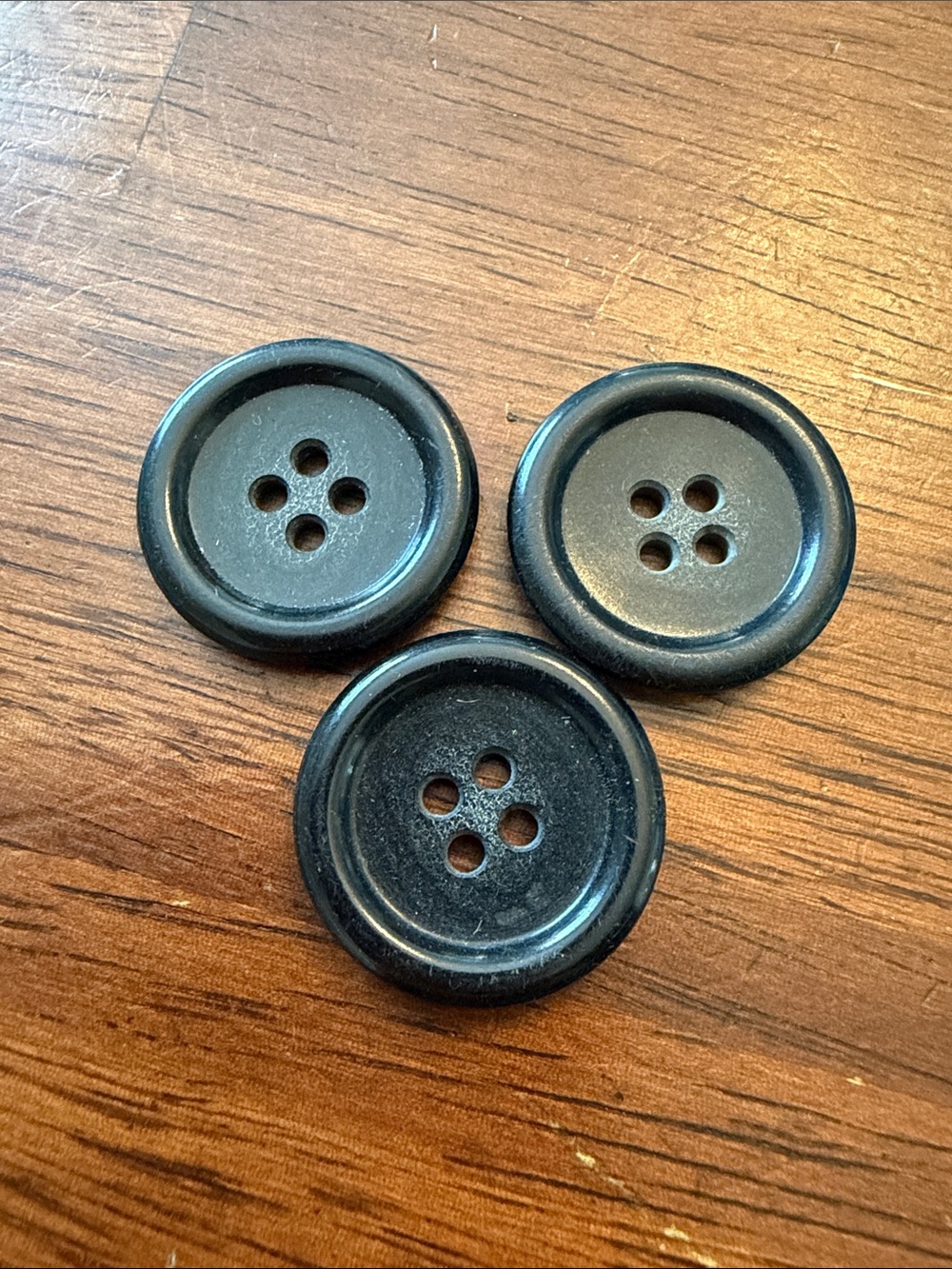Set of 3 Matte Black Four-Hole Buttons